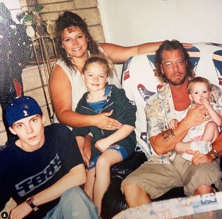 Cecily Chapman with her mother and step-father