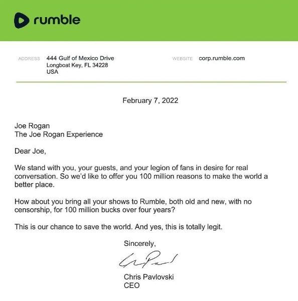 Chris Pavlovski's letter