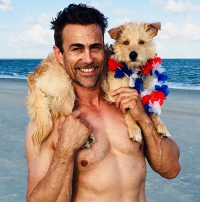 Daniel Bernhardt with his pet