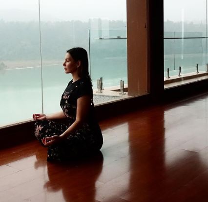 Dany Michalski practices yoga