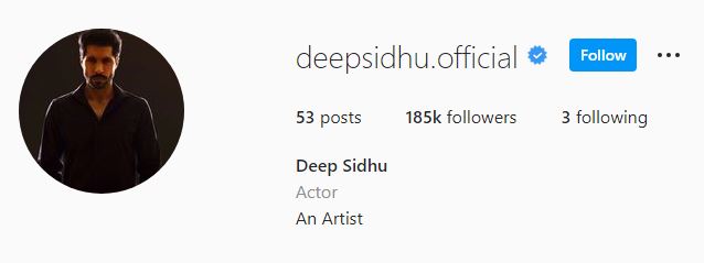 Deep Sidhu Instagram account