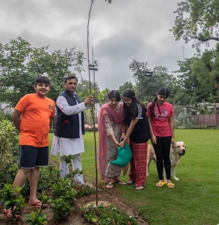 Dimple Yadav with her kids and husband