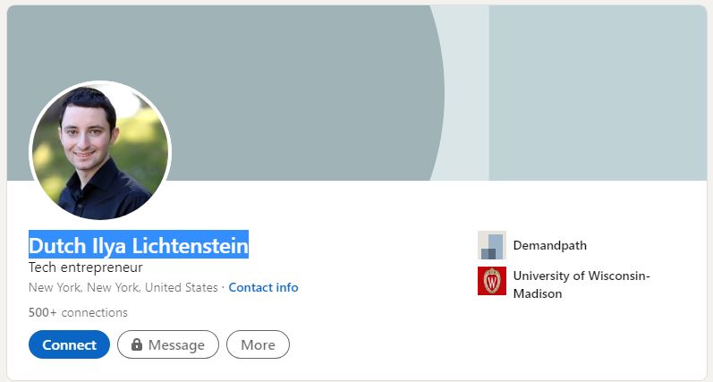 Dutch Ilya Lichtenstein LinkedIn account
