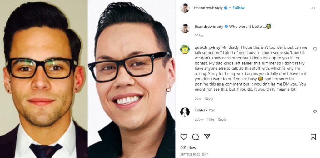 First IG post of Andrew Brady