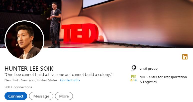 Hunter Lee Soik's LinkedIn account