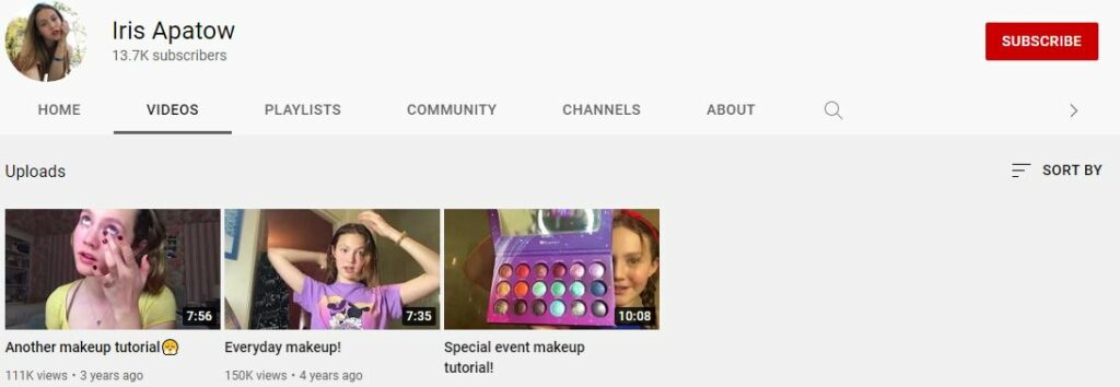 Iris Apatow's Youtube channel