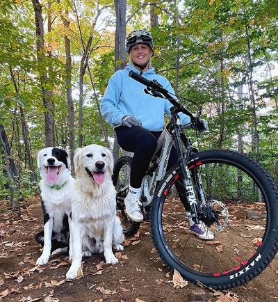 Julia Marino with her pet dogs