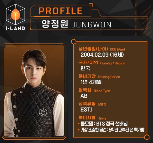 Jungwon's I-Land Profile