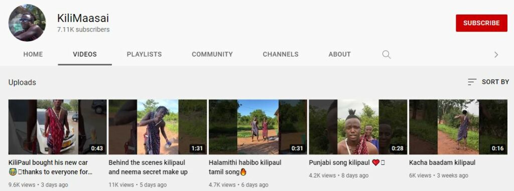 Kili Paul's Youtube channel