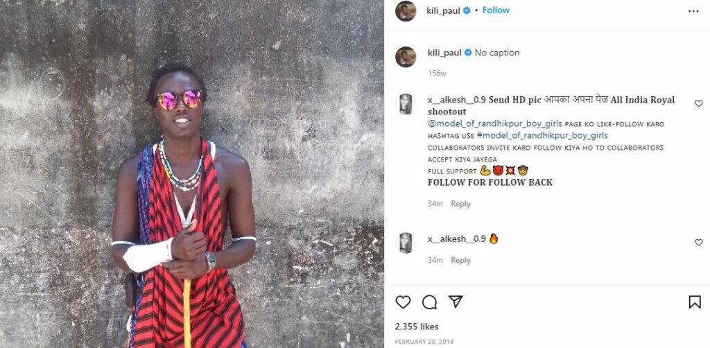 Kili Paul's first IG post