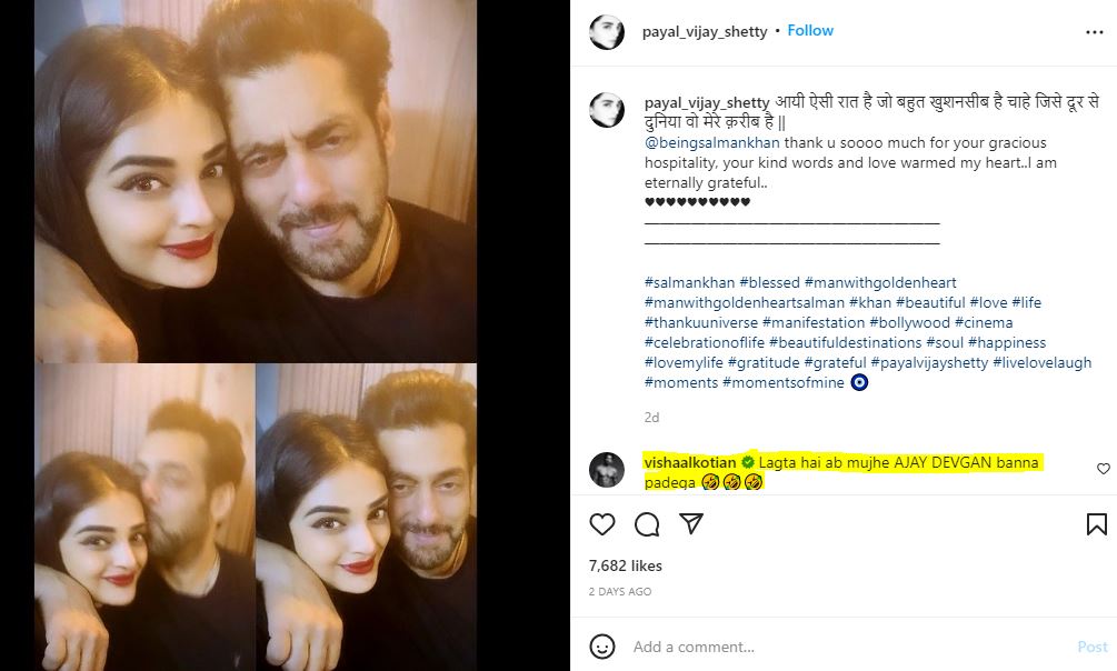Payal Shetty shares images with Salman Khan