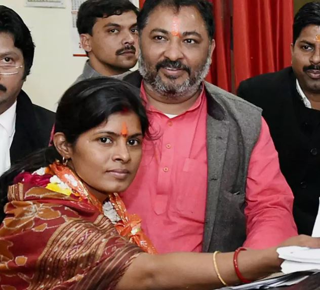 Swati Singh with her husband Daya Shankar Singh