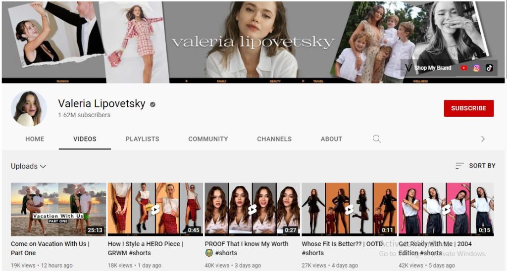 Valeria Lipovetsky's Youtube channel