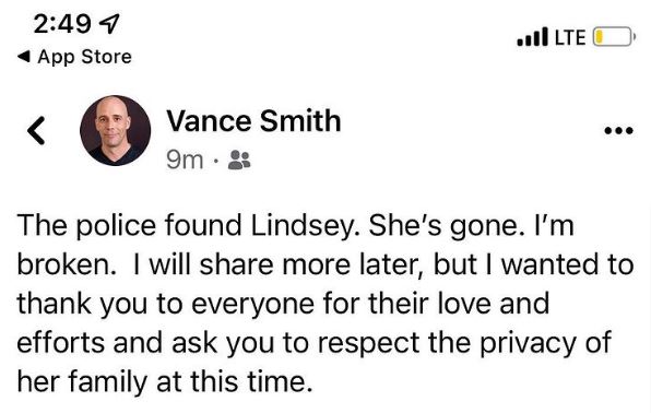 Vance Smith wife is dead