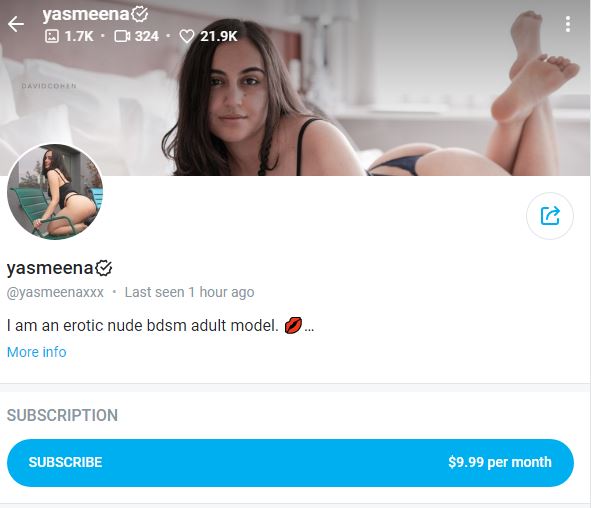 Yasmeena's OnlyFans account