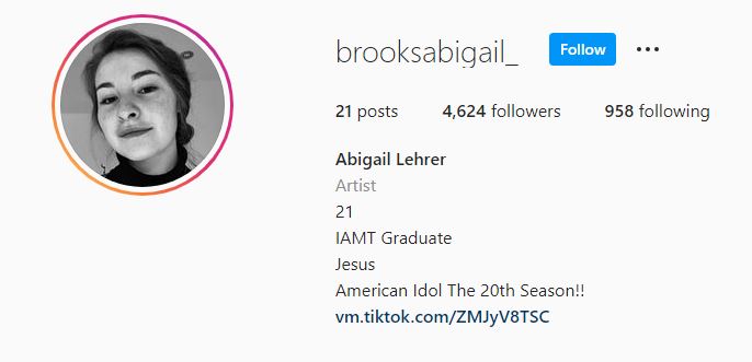 Abigail Brooks Instagram account