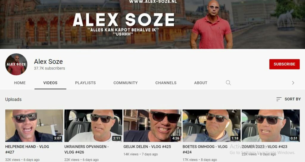 Alex Soze's Youtube channel