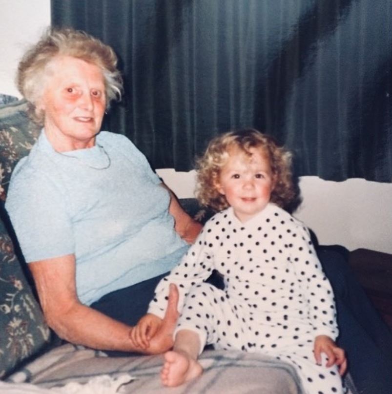 Alexandra Hall old image with her grandmother