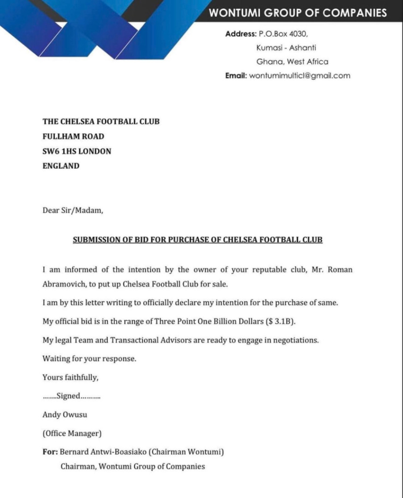 Bernard Antwi bid