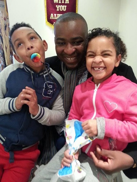 Bernard Antwi with his kids