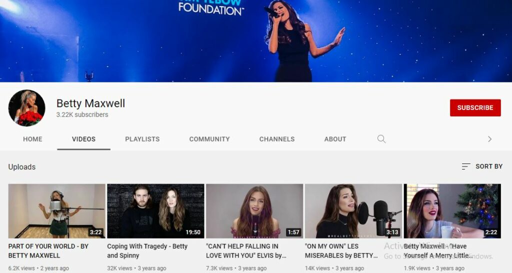 Betty's Youtube channel