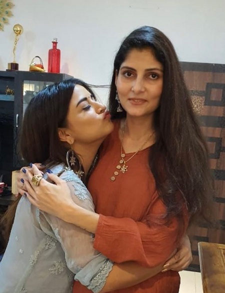 Bhumika Gurung with her mother