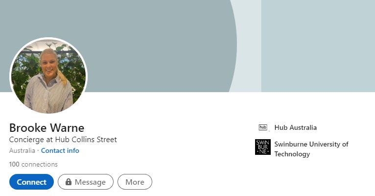 Brooke Warne LinkedIn profile