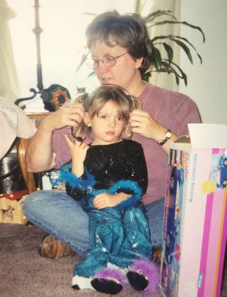 Childhood photo of Morgan with her granny
