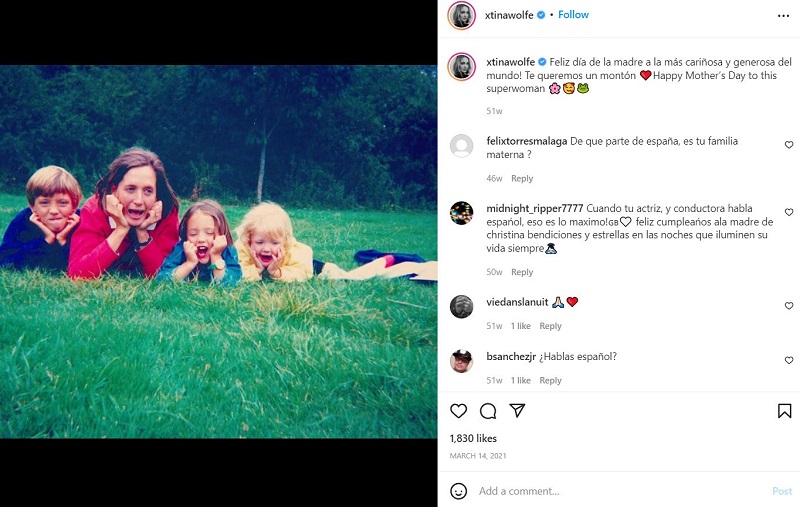 Christina Wolfe shared a post for her mother on Instagram