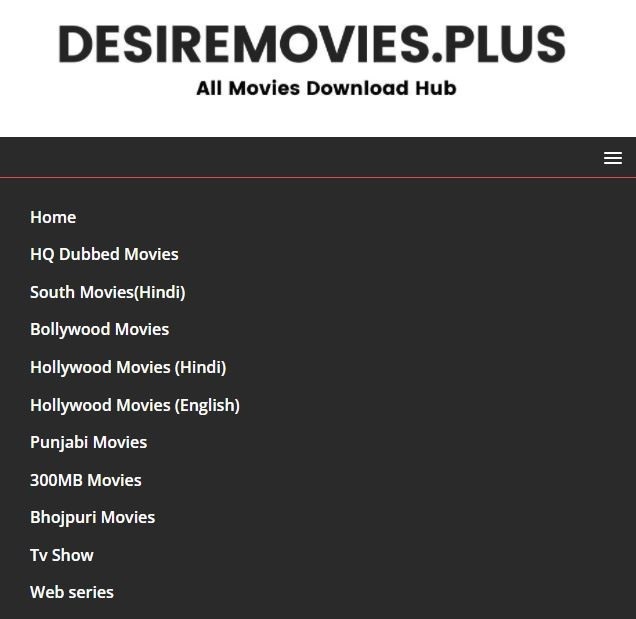 DesireMovies Website Categories