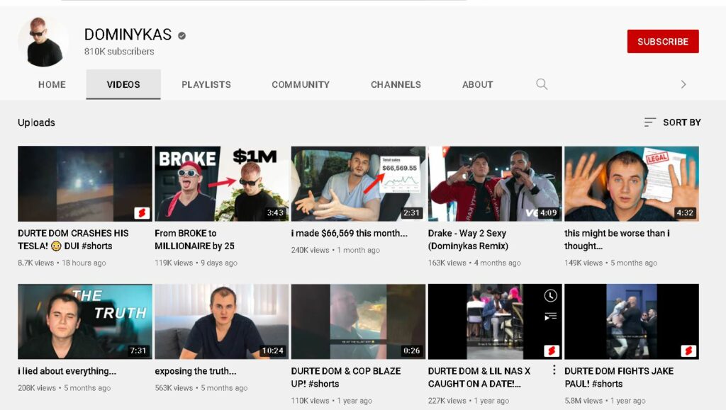 Durte Dom YouTube channel