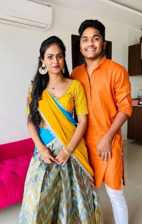 Gayathri with her friend