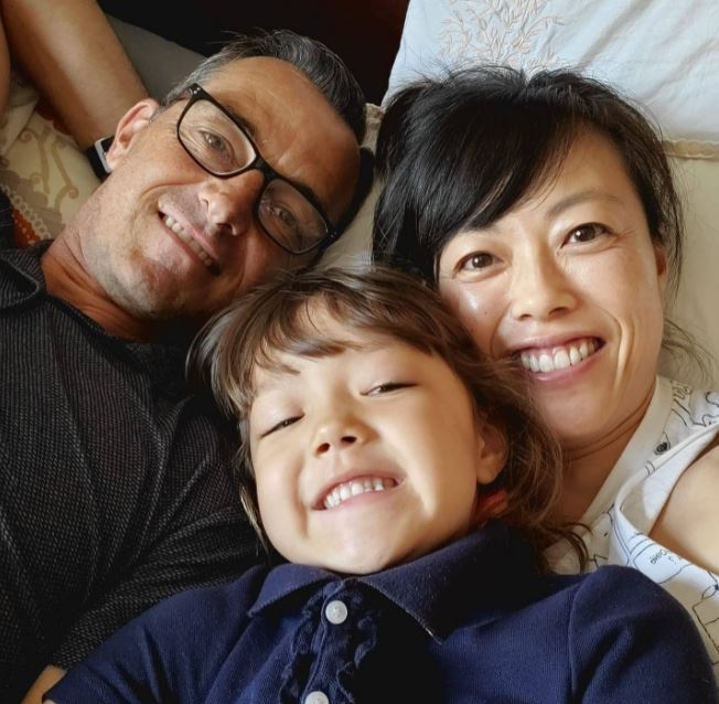 Grace with her father Terence Jenkins and mother Pauline Yasuda