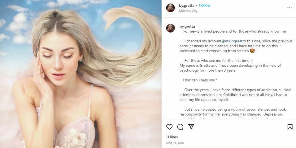 Gretta's first IG post
