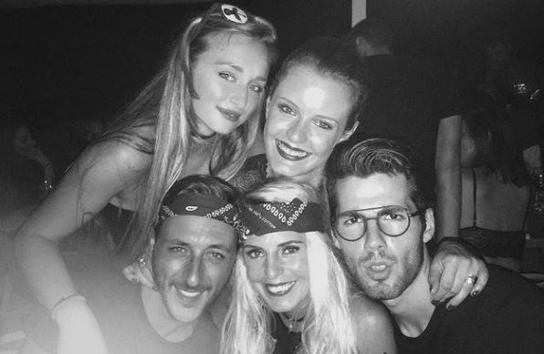 Hallyday with her friends