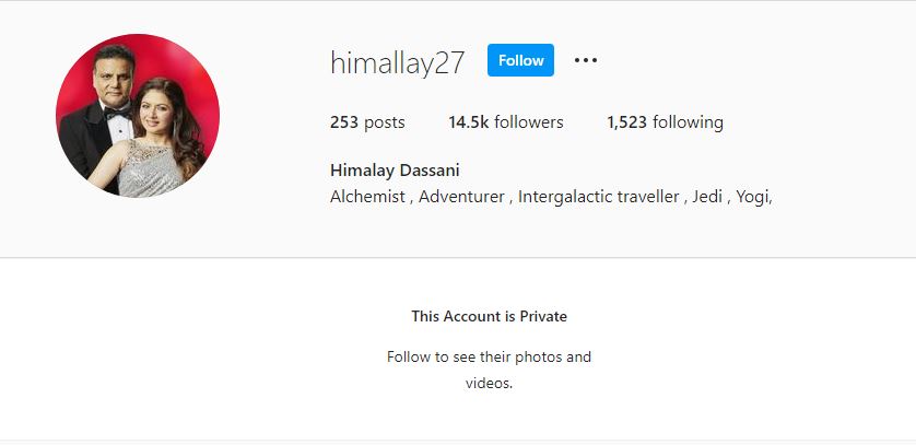 Himalaya Dasani's Instagram account