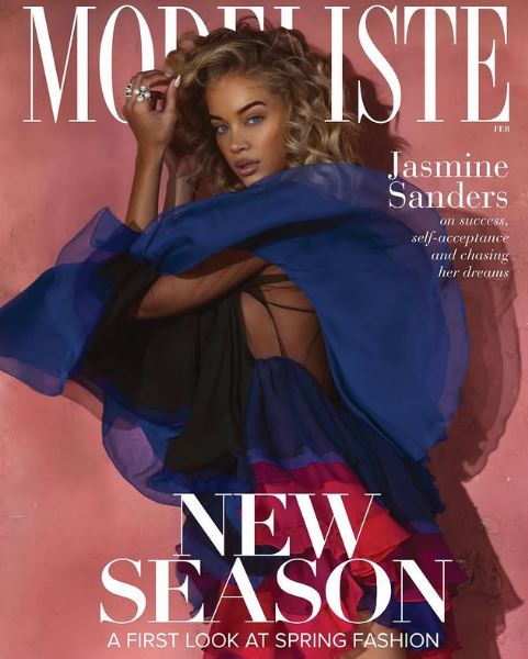Jasmine Sanders on the cover page of Modeliste magazine
