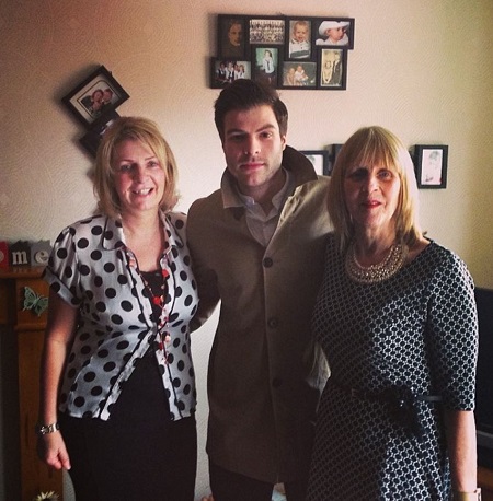 Jordan North with his mother and grandmother