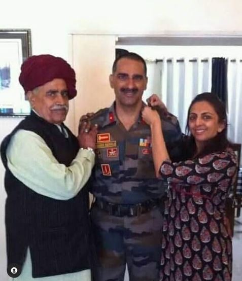 Kirori Singh Bainsla with his son Jai Singh Bainsla