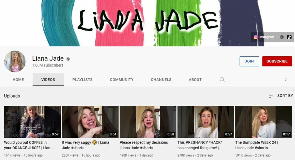 Liana Jade YouTube channel