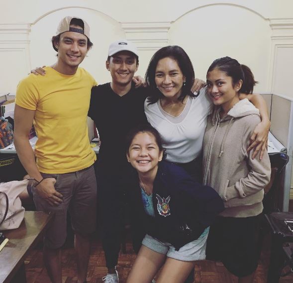 Luis with his aunt Risa Hontiveros and cousins