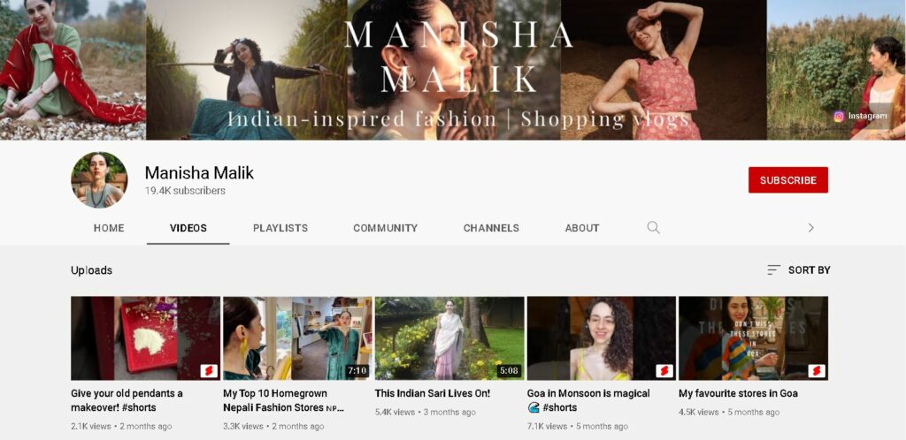 Manisha Malik YouTube channel