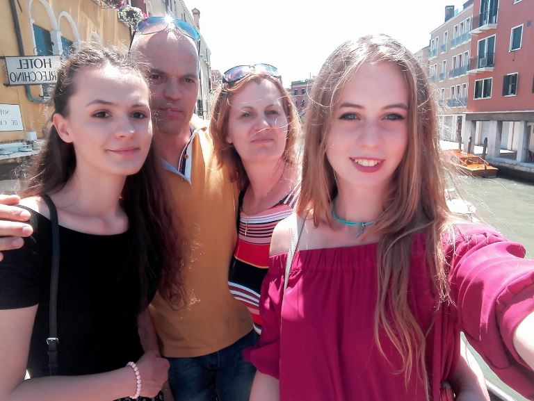 Maria Roberta Gherca with her family