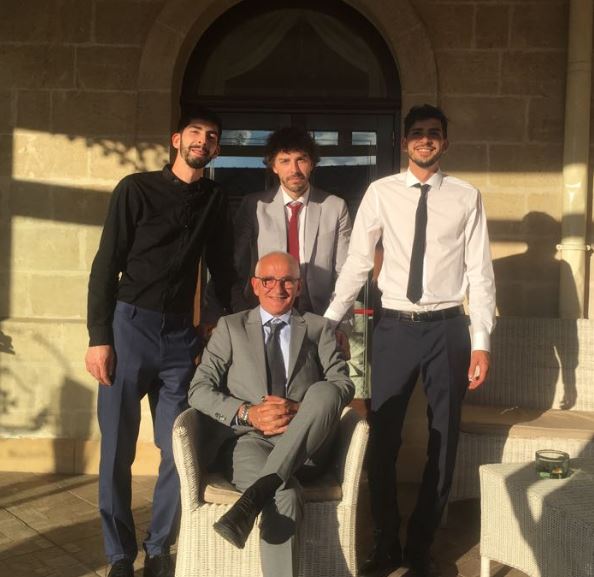 Michele with his dad Francesco Riondino, brothers Valerio Riondino and Fabio Riondino
