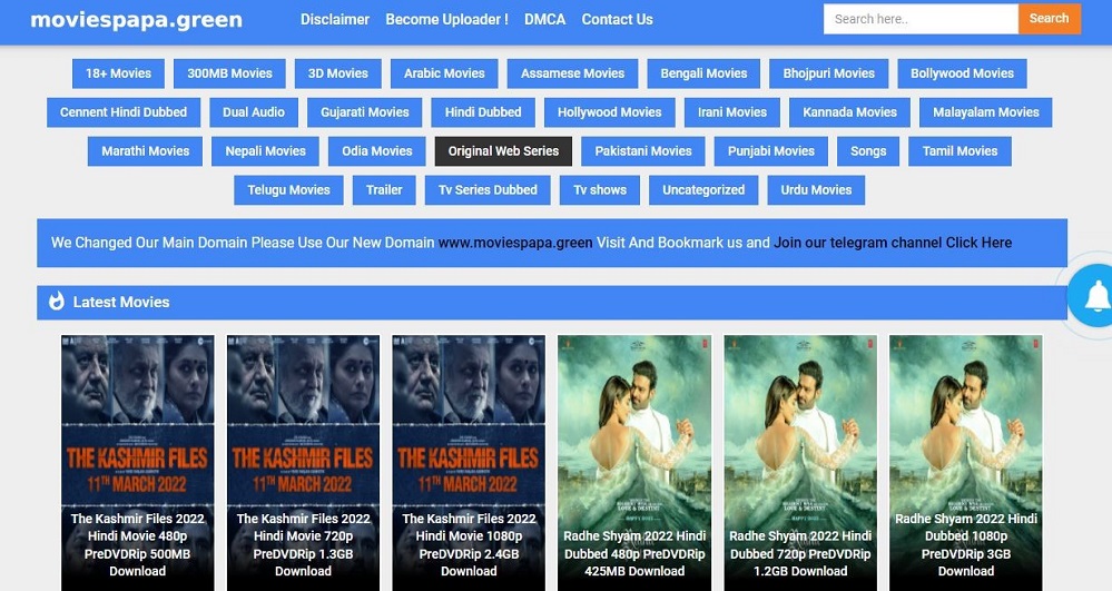 MoviesPapa Website