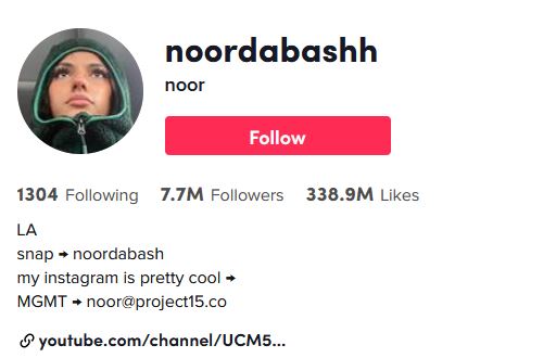 Noor Dabash TikTok account
