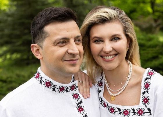 Olena Zelenska with her husband