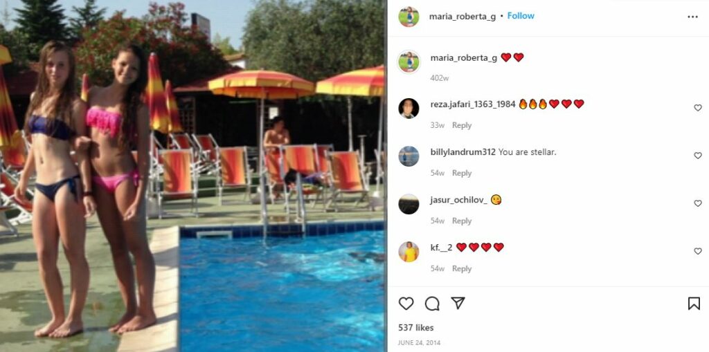 Roberta Gherca's first IG post