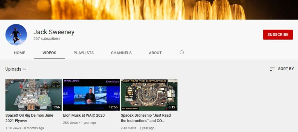 Sweeney's Youtube channel