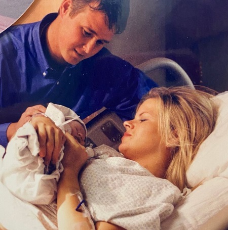 Tripp Morris with his wife in hospital